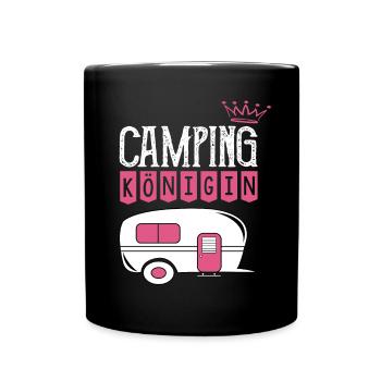 Camping Queen - Tasse einfarbig - Schwarz - Vorne