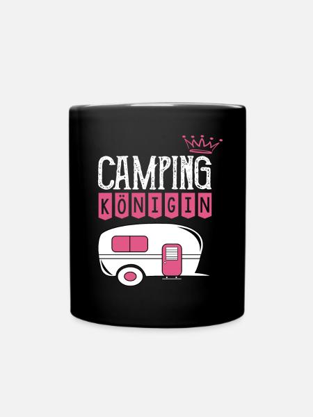 Camping Queen - Tasse einfarbig - Schwarz