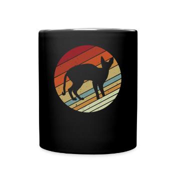 Retro Vinatge Style Katzenliebhaber Devon Rex - Tasse einfarbig - Schwarz - Vorne