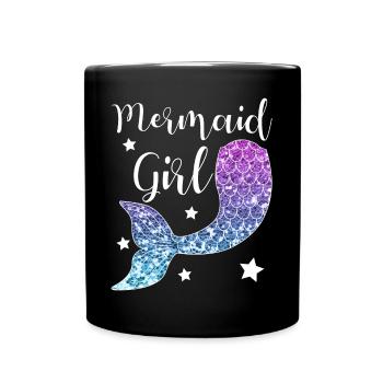 Fille de sirène fille cadeau de sirène - Mug uni - noir - Devant