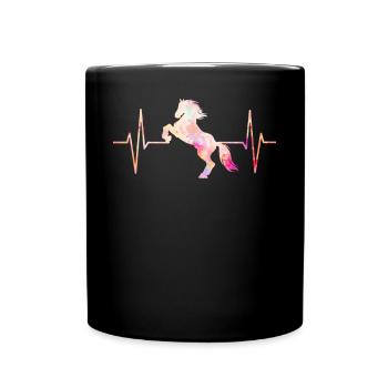 Pferd Herzschlag Pferdeliebhaber Reiter Geschenk - Tasse einfarbig - Schwarz - Vorne
