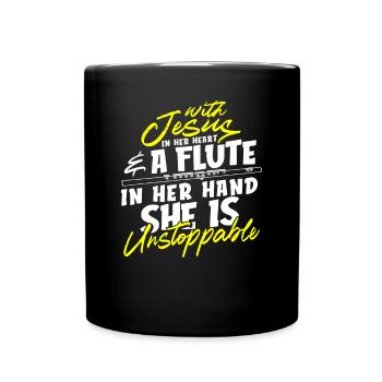 Flute Christian girl - Full Colour Mug - black - Front