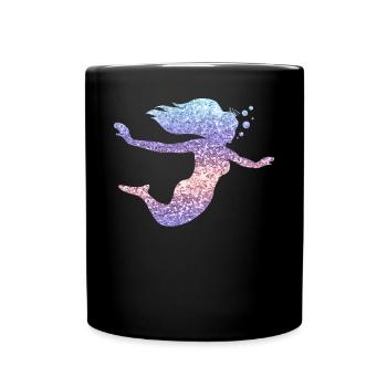 Sirène paillettes cadeau femmes filles - Mug uni - noir - Devant