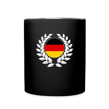 Deutschland Lorbeerkranz - Tasse einfarbig - Schwarz - Vorne