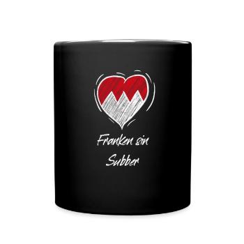 Franken Sin Subber Herz Love Frankenwappen - Tasse einfarbig - Schwarz - Vorne