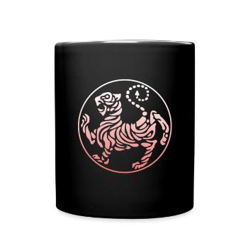 Shotokan karate tiger martial arts symbol kick train - Full Colour Mug - black - Front