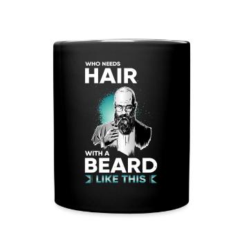 Barbe barbe barbe poils du visage barbe complète - Mug uni - noir - Devant
