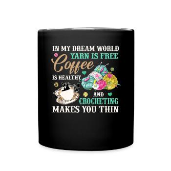 Le fil des amateurs de crochet est gratuit Le café est sain - Mug uni - noir - Devant
