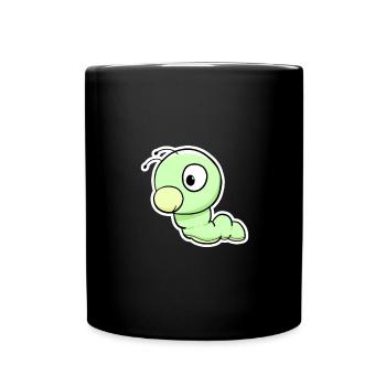 Grüner Wurm Cartoon - Tasse einfarbig - Schwarz - Vorne