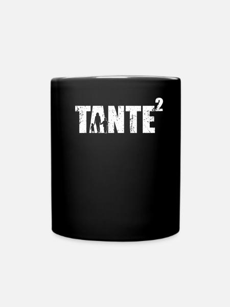 Tante hoch 2 Schwester Schwangerschaft verkünden - Tasse einfarbig - Schwarz