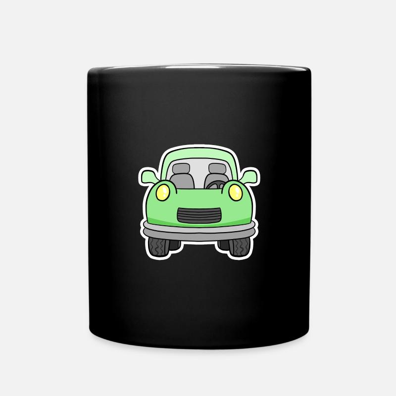 Fröhlicher Grünwagen Frontansicht - Tasse einfarbig - Schwarz