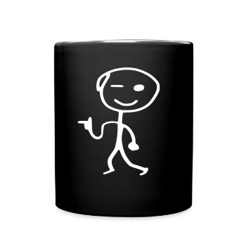 Hipster stick figure - Full Colour Mug - black - Front