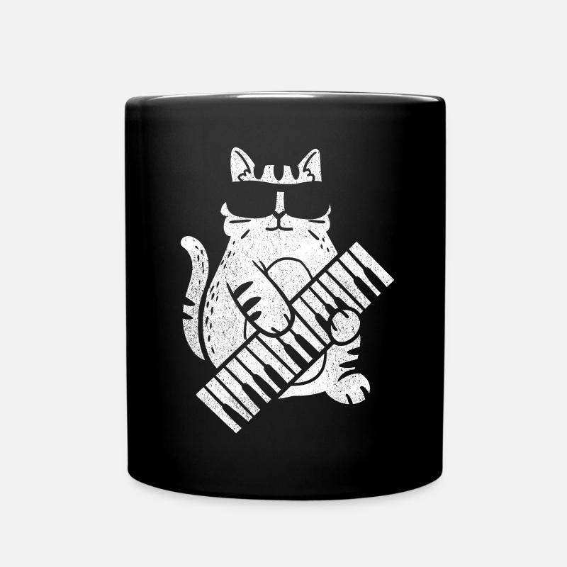 Katze Klavier Piano - Tasse einfarbig - Schwarz
