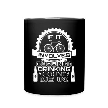 Cycling and drinking - Full Colour Mug - black - Front