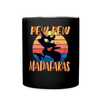 Cat Cat T shirt Gift Fan Funny Middle Finger - Full Colour Mug - black - Front