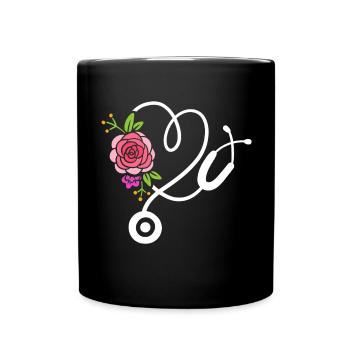 Stethoscope Doctor Nurse - Full Colour Mug - black - Front