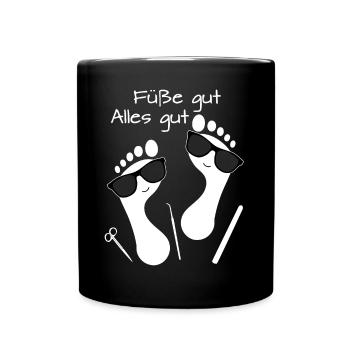 Fußpflege Pediküre Podologe Nagelstudio Geschenk - Tasse einfarbig - Schwarz - Vorne