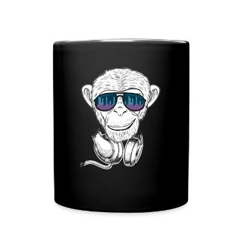 Affe mit Equalizer Brille Monkey Musik & Party - Tasse einfarbig - Schwarz - Vorne
