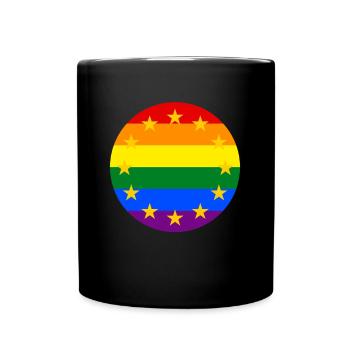 EU stars on rainbow European flag - Full Colour Mug - black - Front