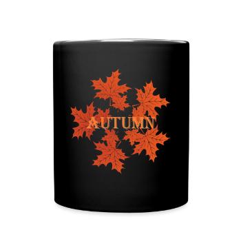 Autumn month, autumn leaves - Full Colour Mug - black - Front
