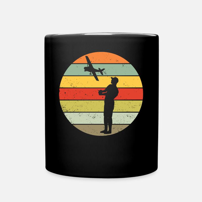 Modellflug Modellbauer Flugzeug Retro Geschenk - Tasse einfarbig - Schwarz