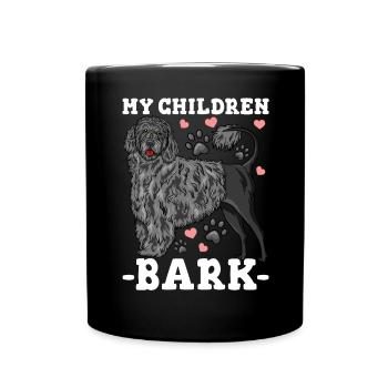 Portugiesischer Wasserhund Mama Papa - Tasse einfarbig - Schwarz - Vorne