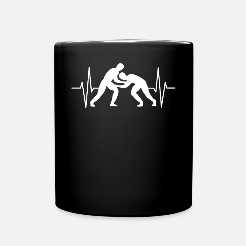 Ringer Kampfsport Geschenk EKG Herzschlag Linie - Tasse einfarbig - Schwarz