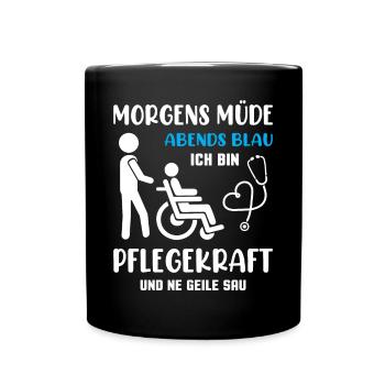 Altenpflegerin Altenpfleger Pfleger Pflegehelfer - Tasse einfarbig - Schwarz - Vorne