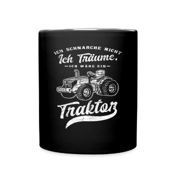 Traktor Schnarchen - Tasse einfarbig - Schwarz - Vorne