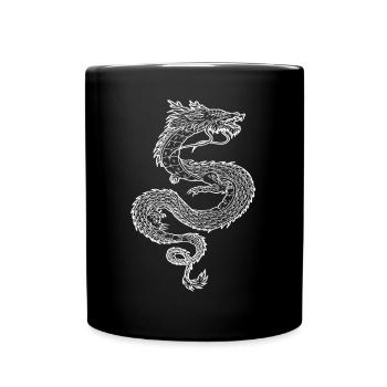 Japan Drache Symbol Minimalistisch Weiss Wolken - Tasse einfarbig - Schwarz - Vorne