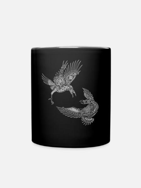 Hugin Odin Thor Viking Raven Maori Tribal Symbol - Full Colour Mug - black