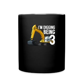 3rd birthday contruction trucks design for childre - Tasse einfarbig - Schwarz - Vorne