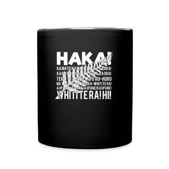 New Zealand Rubgy - Maori Haka on Silver Fern - Full Colour Mug - black - Front