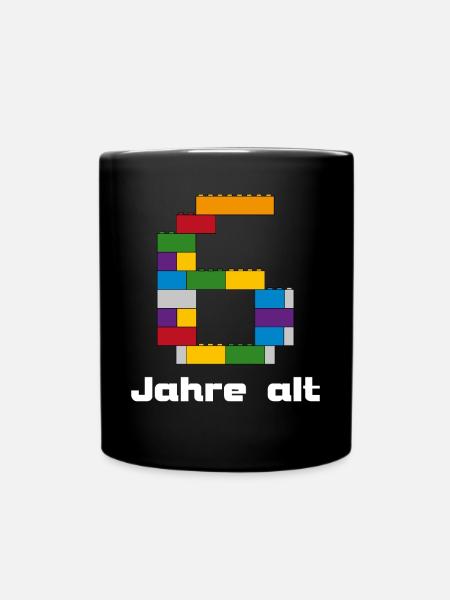 6 year old kids birthday gift building blocks - Full Colour Mug - black