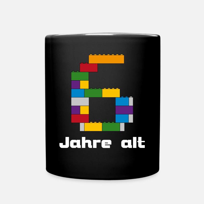 6 year old kids birthday gift building blocks - Full Colour Mug - black
