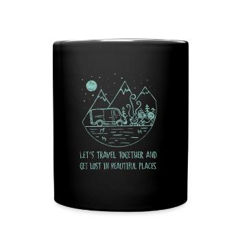 Let's travel Beziehung Camping Kastenwagen - Tasse einfarbig - Schwarz - Vorne