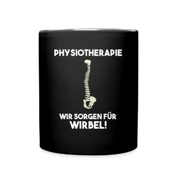 Physiotherapie Wir sorgen für Wirbel - Tasse einfarbig - Schwarz - Vorne