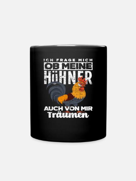 Hühner Träumen - Tasse einfarbig - Schwarz