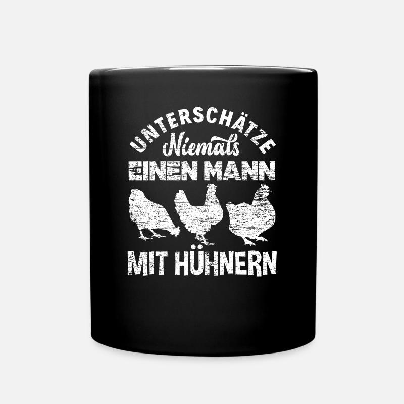 Hühner Alter Mann - Tasse einfarbig - Schwarz