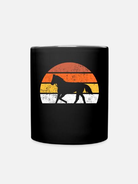 Pferd Retro - Tasse einfarbig - Schwarz