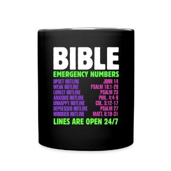 Notfallnummer Tag Christlicher Gläubiger Bibelkont - Tasse einfarbig - Schwarz - Vorne