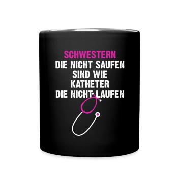 Krankenschwester Pflegepersonal - Tasse einfarbig - Schwarz - Vorne