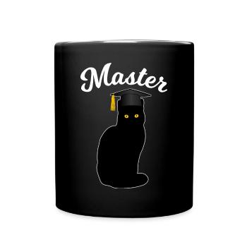 Master Studium Katze Lustiges Abschluss Geschenk - Tasse einfarbig - Schwarz - Vorne
