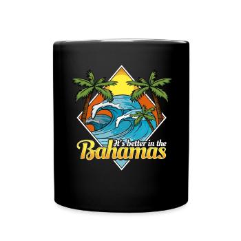 Bahamas 70's 80's Holiday Retro Surfer Style - Full Colour Mug - black - Front