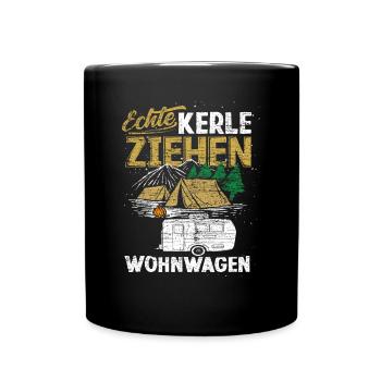 Camping Wohnwagen - Tasse einfarbig - Schwarz - Vorne