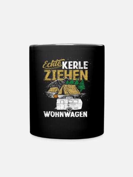 Camping Wohnwagen - Tasse einfarbig - Schwarz