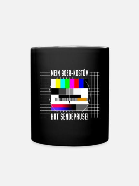 90er Jahre Kostüm Sendepause Testbild 90s Party - Tasse einfarbig - Schwarz