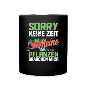 Gärtner Zeit Gärtnerei Flora - Tasse einfarbig - Schwarz - Vorne