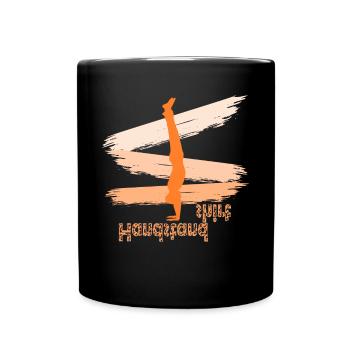 perfekter Handstand, Handstand shirt - Tasse einfarbig - Schwarz - Vorne