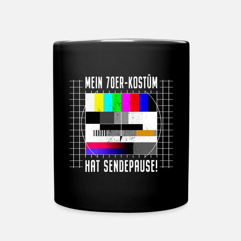 70er Jahre Kostüm Sendepause Testbild 70s Party - Tasse einfarbig - Schwarz